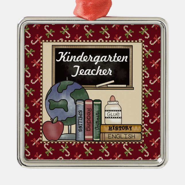 Kindergarten Teacher-jultomten Julgransprydnad Metall (Framsidan)