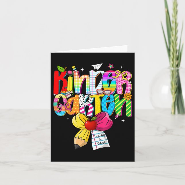 Kindergarten Teacher Kids Preppy Back to school Ki Kort (Framsida)