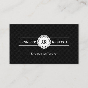 Kindergarten Teacher - Modern Monogram Black Visitkort