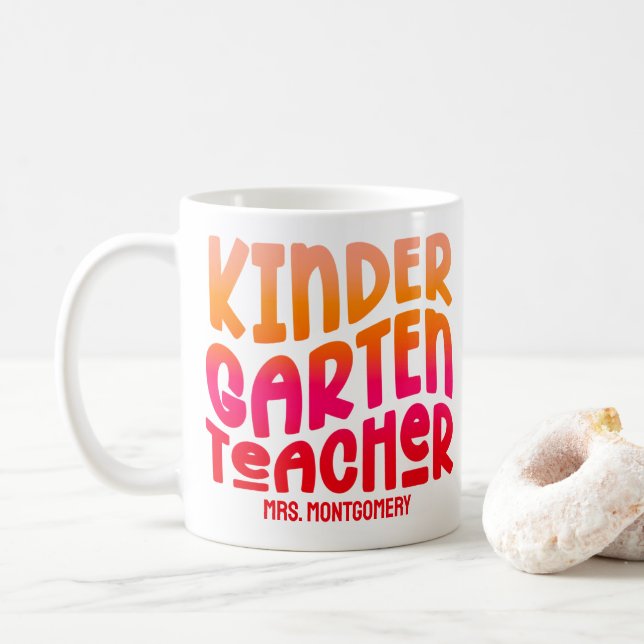 Kindergarten Teacher Orange Red Ombre Kaffemugg (Med munk)
