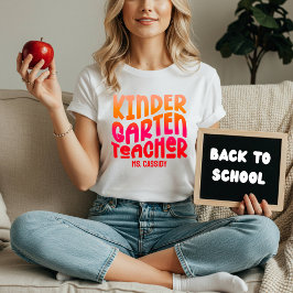 Kindergarten Teacher Orange Red Ombre T Shirt