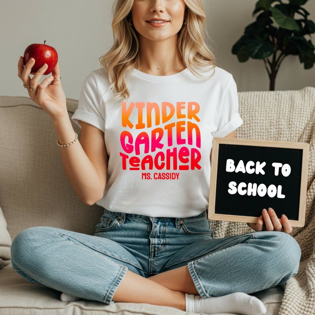 Kindergarten Teacher Orange Red Ombre T Shirt (Skapare uppladdad)