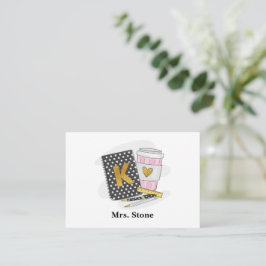 Kindergarten Teacher Preppy Black Notebook Coffee Anteckningskort