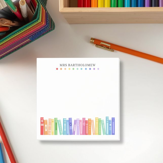 Kindergarten Teacher Rainbow Color Books Custom Post-it Block (Skapare uppladdad)