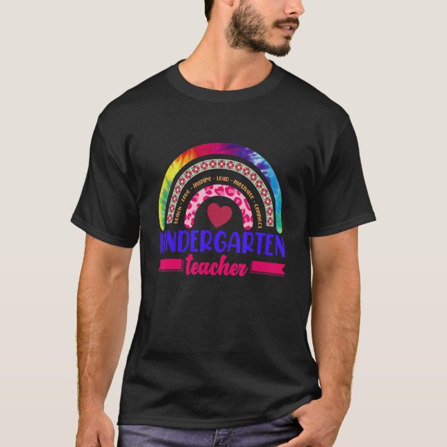 Kindergarten Teacher Rainbow Teacher Gra T Shirt (Framsida)