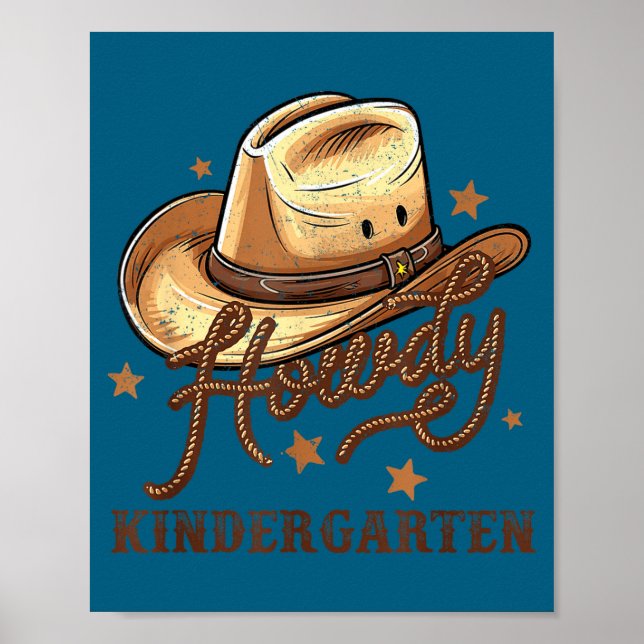 Kindergarten Teacher Rodeo Cowboy Western Howdy Ki Poster (Framsidan)