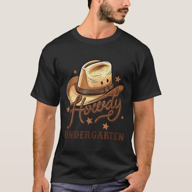 Kindergarten Teacher Rodeo Cowboy Western Howdy Ki T Shirt (Framsida)