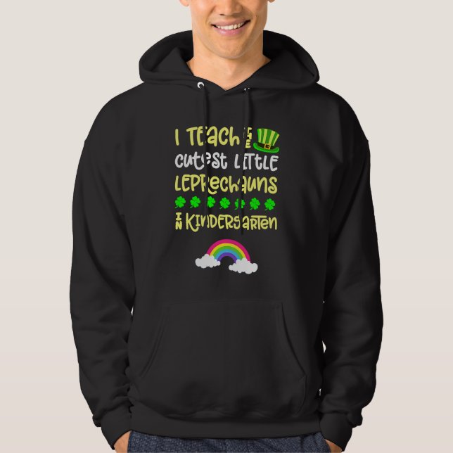 Kindergarten Teacher St Patricks Day Rainbow Lepre Hoodie (Framsida)