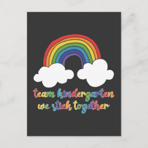 Kindergarten Team Rainbow Kids Teacher Children Vykort