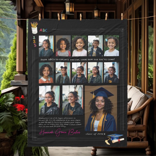 Kindergarten till Senior Year Keepsakys School Pho Fleecefilt (Skapare uppladdad)