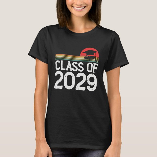 Kindergarten To Graduation Retro Class Of 2029 Gro T Shirt (Framsida)