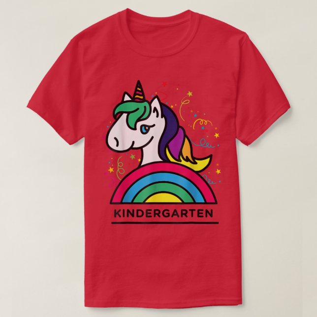 Kindergarten Unicorn och Rainbow Back to school T Shirt (Design framsida)