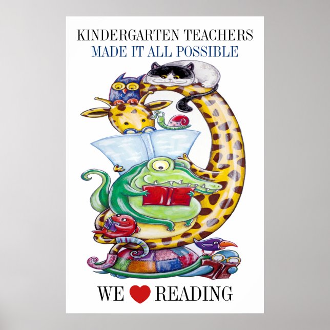Kindergarten-Välj Storlek-We Kärlek Reading! Poste Poster (Framsidan)