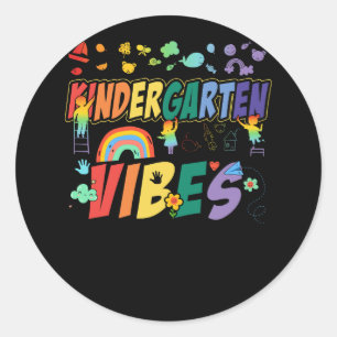 Kindergarten Vibes Kinder Crew Retro Första dagen Runt Klistermärke