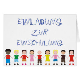 Kinderreihe auf einer Einladung zur Einschulung Hälsningskort