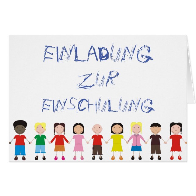 Kinderreihe auf einer Einladung zur Einschulung Hälsningskort (Framsidan Horizontal)