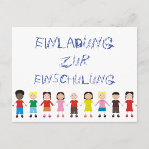 Kinderreihe auf einer Einladung zur Einschulung Vykort