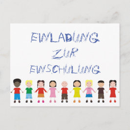 Kinderreihe auf einer Einladung zur Einschulung Vykort