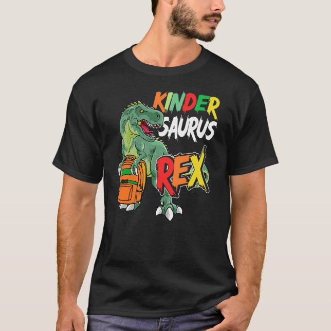 Kindersaurus Rex Dinosaur Kindergarten Back to Sch T Shirt (Framsida)
