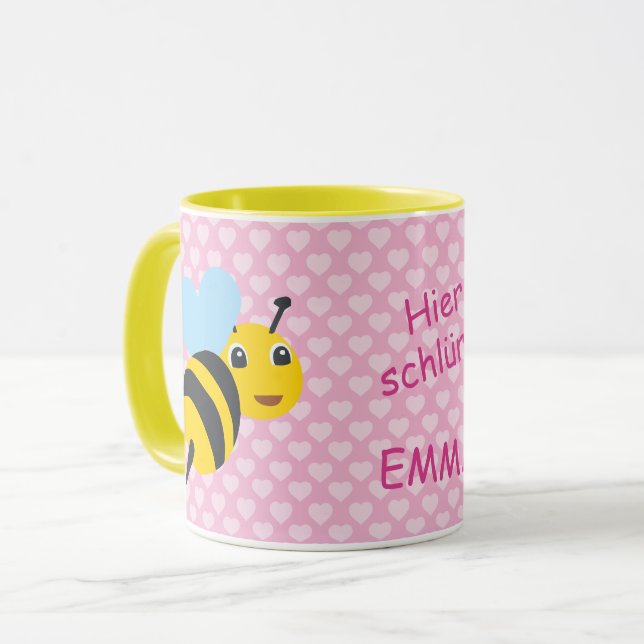 Kindertasse Biene - Hier schlürft |  Mugg (Framsida vänster)
