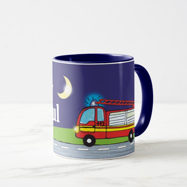 Kindertasse - Feuerwehr Nacht | personalisierbare Mugg (Framsida höger)