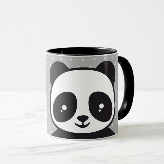 Kindertasse Pandabär - grau |  Mugg (Framsida höger)