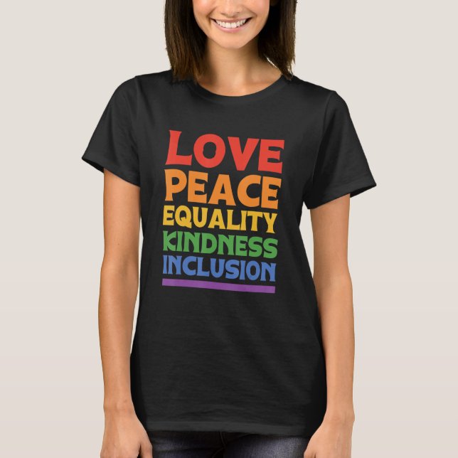 Kindes Inclusion Rainbow Lgbt för lika möjligheter T Shirt (Framsida)