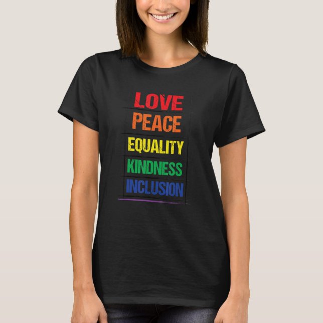 Kindes Inclusion Rainbow Lgbt för lika möjligheter T Shirt (Framsida)