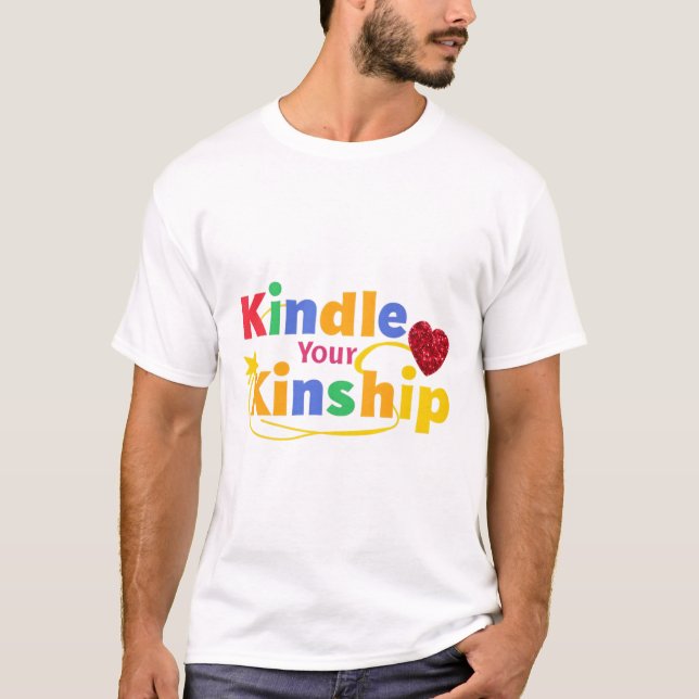 "Kindla din Kinship" med hjärta och stjärnor T Shirt (Framsida)