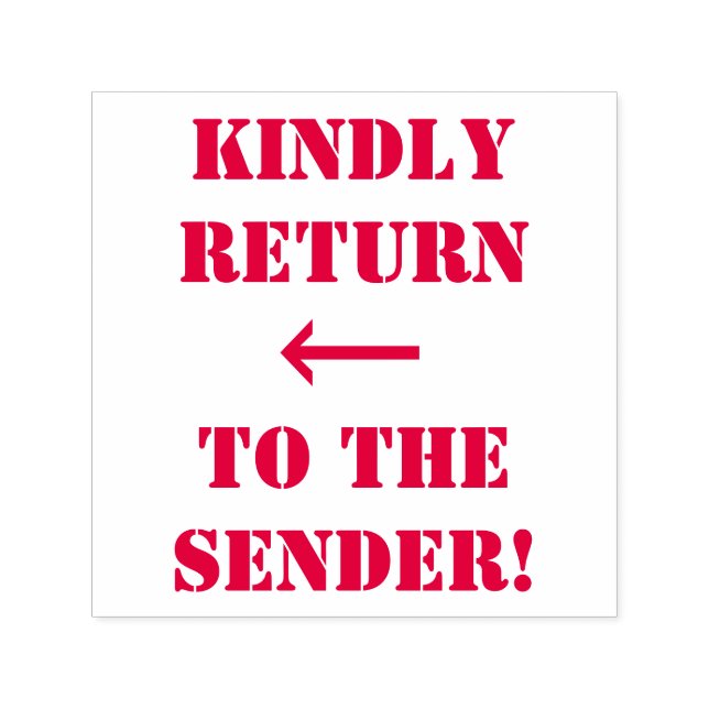 "KINDLY RETURDO TO THE SENDER!" + Pil Självfärgande Stämpel (Design)