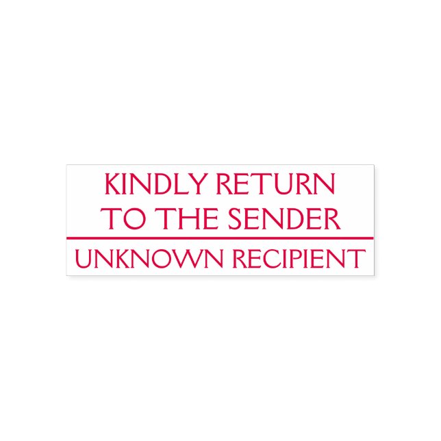 "KINDLY RETURTO TO SENDER" Rubber Frimärke Självfärgande Stämpel (Design)