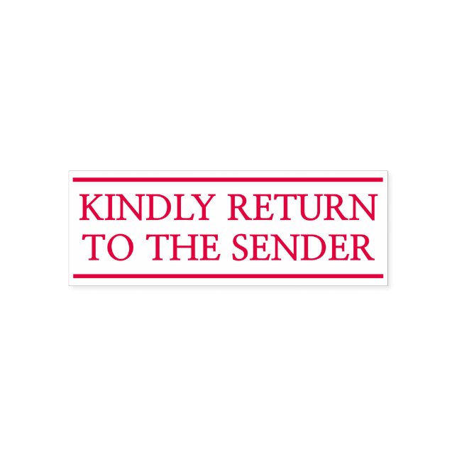 "KINDLY RETURTO TO SENDER" Rubber Frimärke Självfärgande Stämpel (Design)