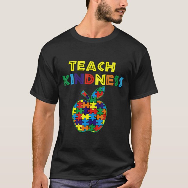 Kindness Apple Puzzle Autistic Teach Gift T Shirt (Framsida)
