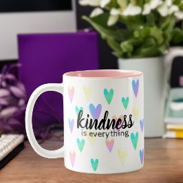 Kindness är all regnbågsgradient Heart-Rosa Två-Tonad Mugg