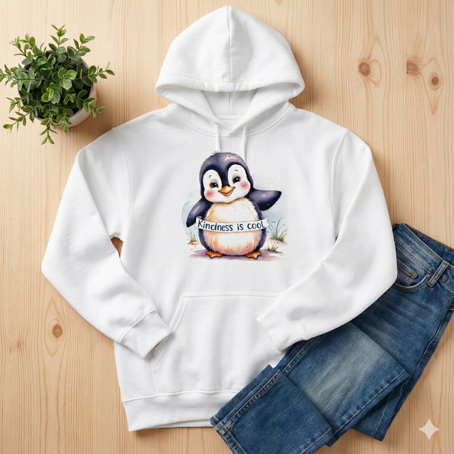 Kindness är Coola Kids Sweatshirt T Shirt (Encourage kindness with this cute penguin, "Kindness is cool" sweatshirt! )