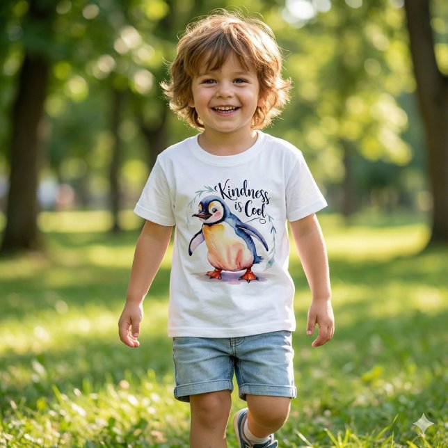 Kindness är Coola Penguin T-Shirt (Spread kindness with this adorable penguin, "Kindness is cool" t-shirt! )