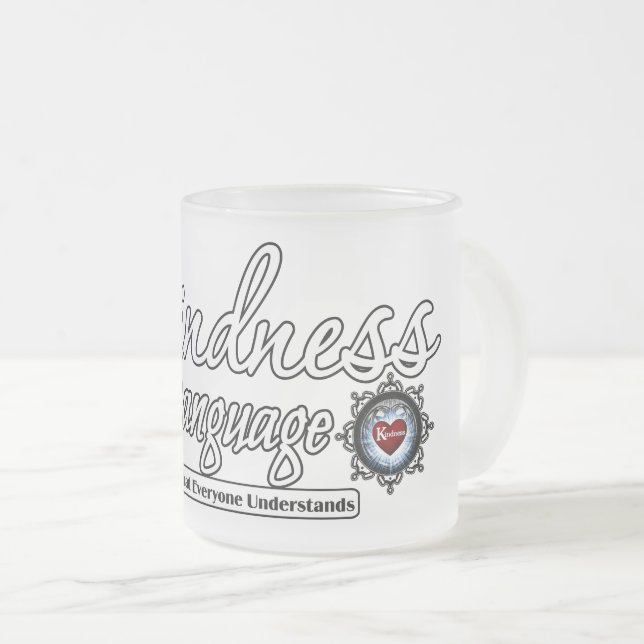 Kindness är ett språk frostad glasmugg (Framsida höger)