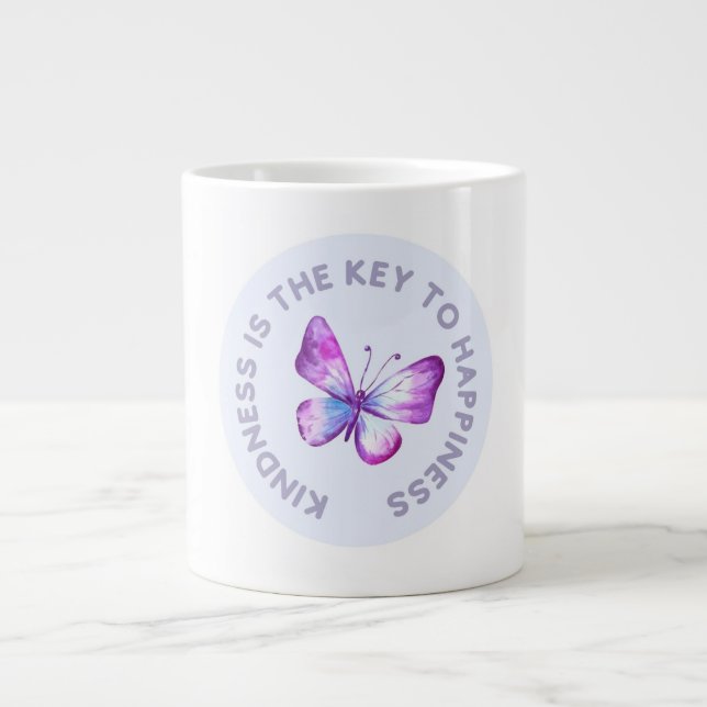 Kindness är Nyckel till Happiness Butterfly Mugg Jumbo Mugg (Framsidan)