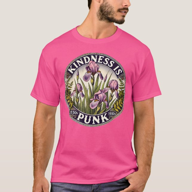 Kindness är Punk Art Lila Iris Flower Artwork T Shirt (Framsida)