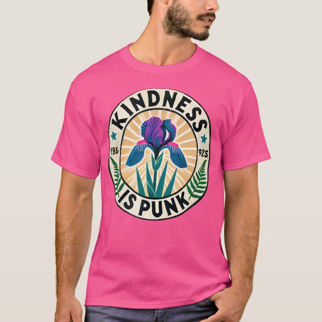 Kindness är Punk Art Lila Iris Flower Artwork T Shirt (Framsida)