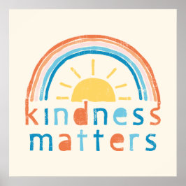 Kindness är viktigt. Typografi med regnbåge Poster