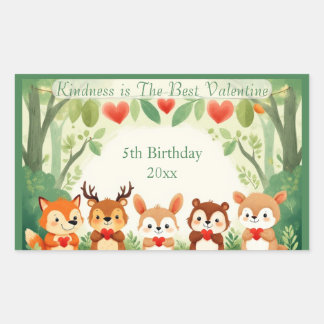 Kindness Best Valentine Nursery Woodland Animals  Rektangulärt Klistermärke