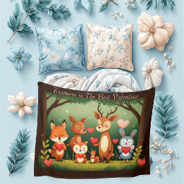 Kindness Best Valentine Woodland Animals Nursery Fleecefilt