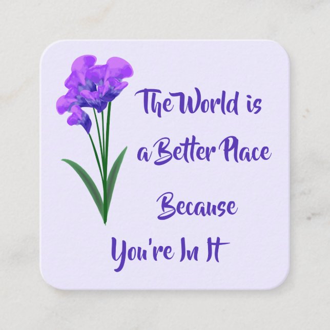 Kindness Card: "World is a Better Ställe"-kort Fyrkantigt Visitkort (Framsida)