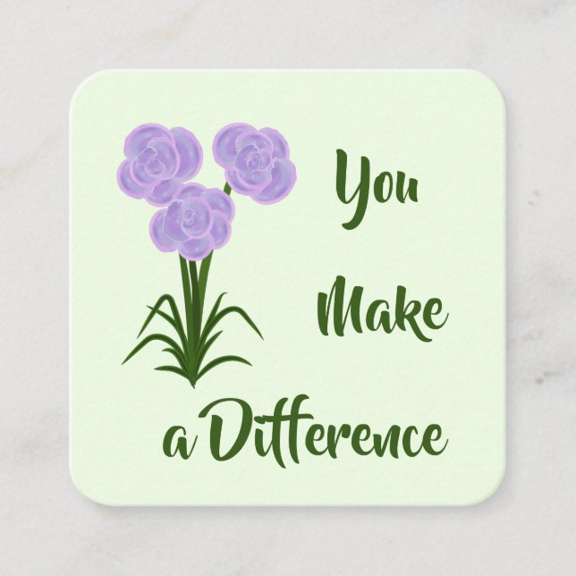 Kindness Card: "you make a Difference"-kort Fyrkantigt Visitkort (Framsida)