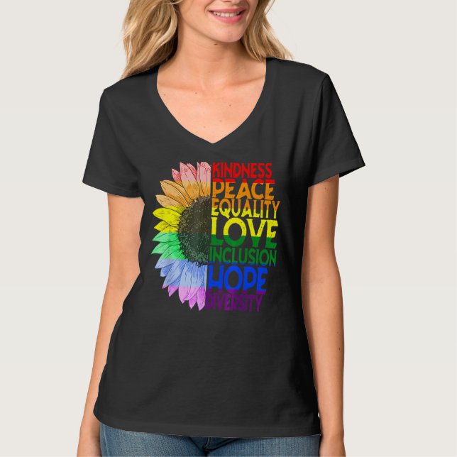 Kindness Equality Kärlek Lgbt Rainbow Pride Sol T Shirt (Framsida)