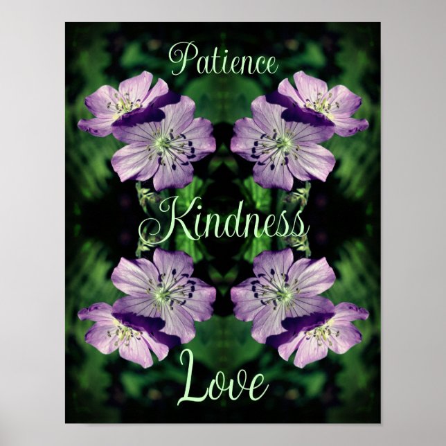 Kindness Geranium Flowers Abstrakt inspirational Poster (Framsidan)