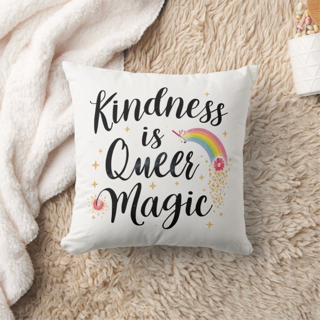 Kindness Is Queer Magic Rainbow Quote LGBTQ+ Kudde (Filt)