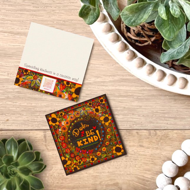 Kindness-kort för roligt-knapp fyrkantigt visitkort (Skapare uppladdad)