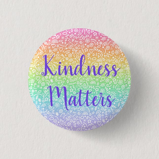 Kindness Matters & Doodles Rainbow Button Knapp (Framsida)